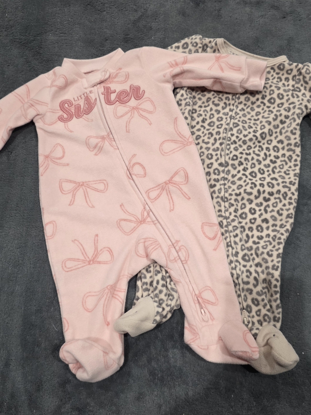 Carter's Pink Bow Print Footed One-Piece Pajamas